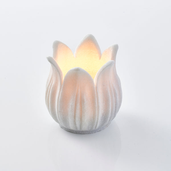 Marble Lotus Tea Light Holder - Glaze