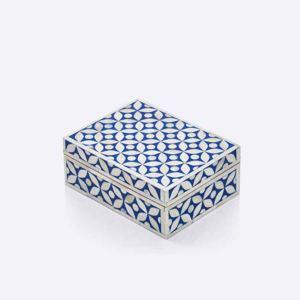 Geometric Pattern Box - Navy Blue