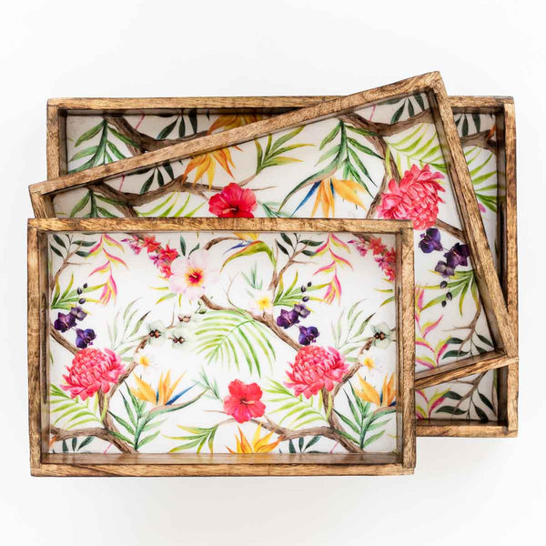 Mango Wood Trays - Botanical Garden