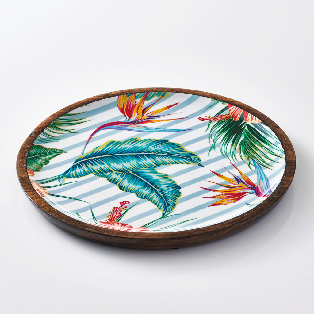 Round Serving Tray - Tropical Gardens