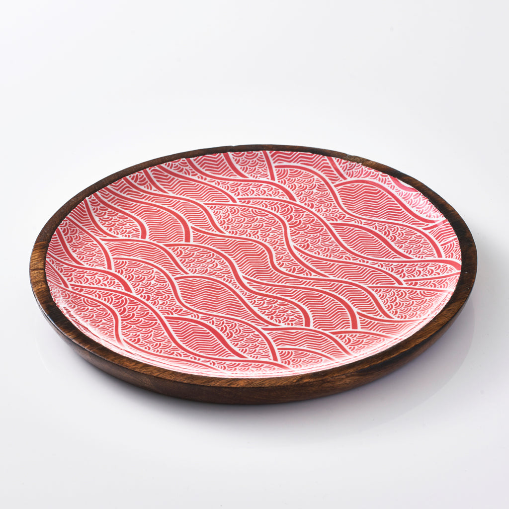 Round Serving Tray - Red Dunes