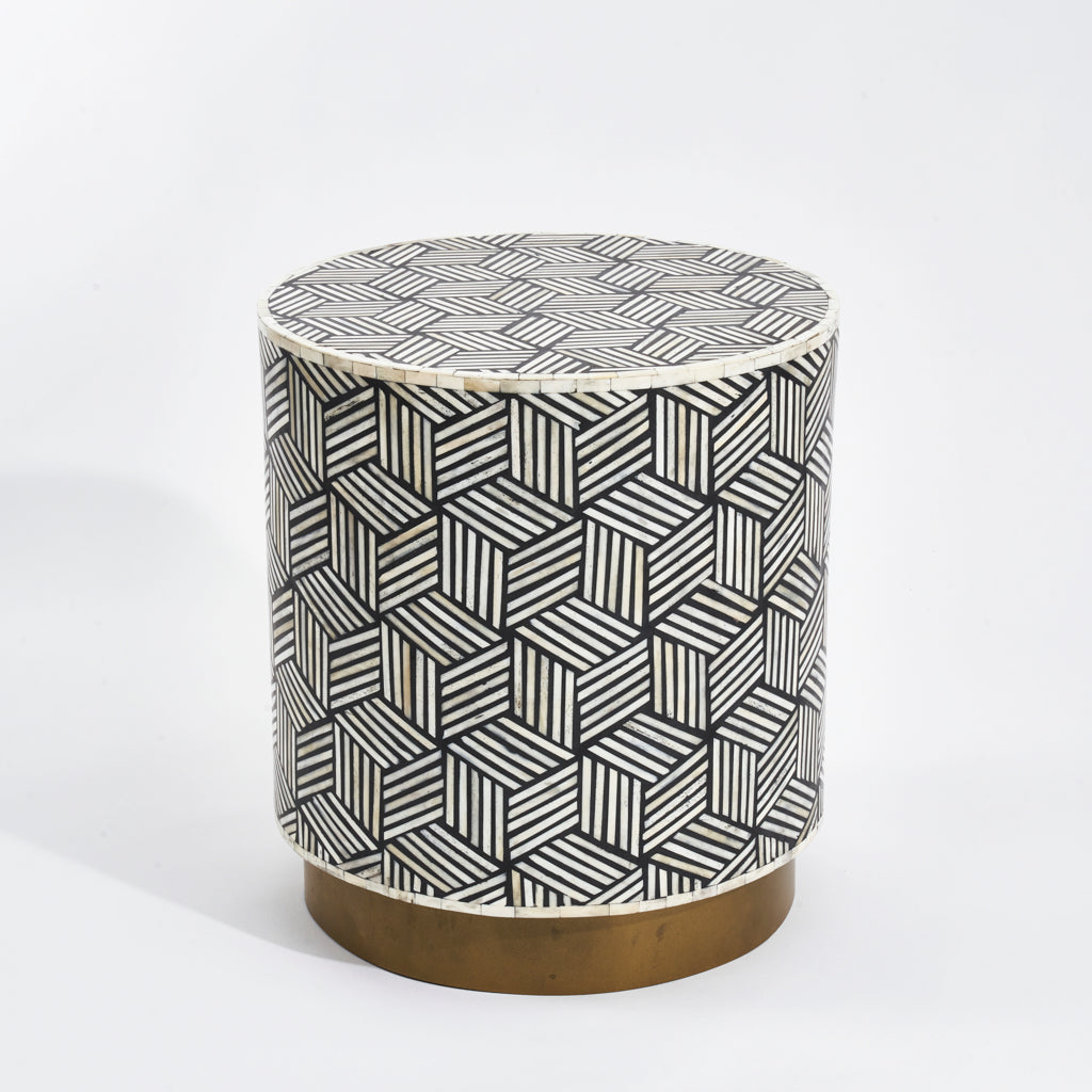 Side Table - Optical Illusion Box Pattern